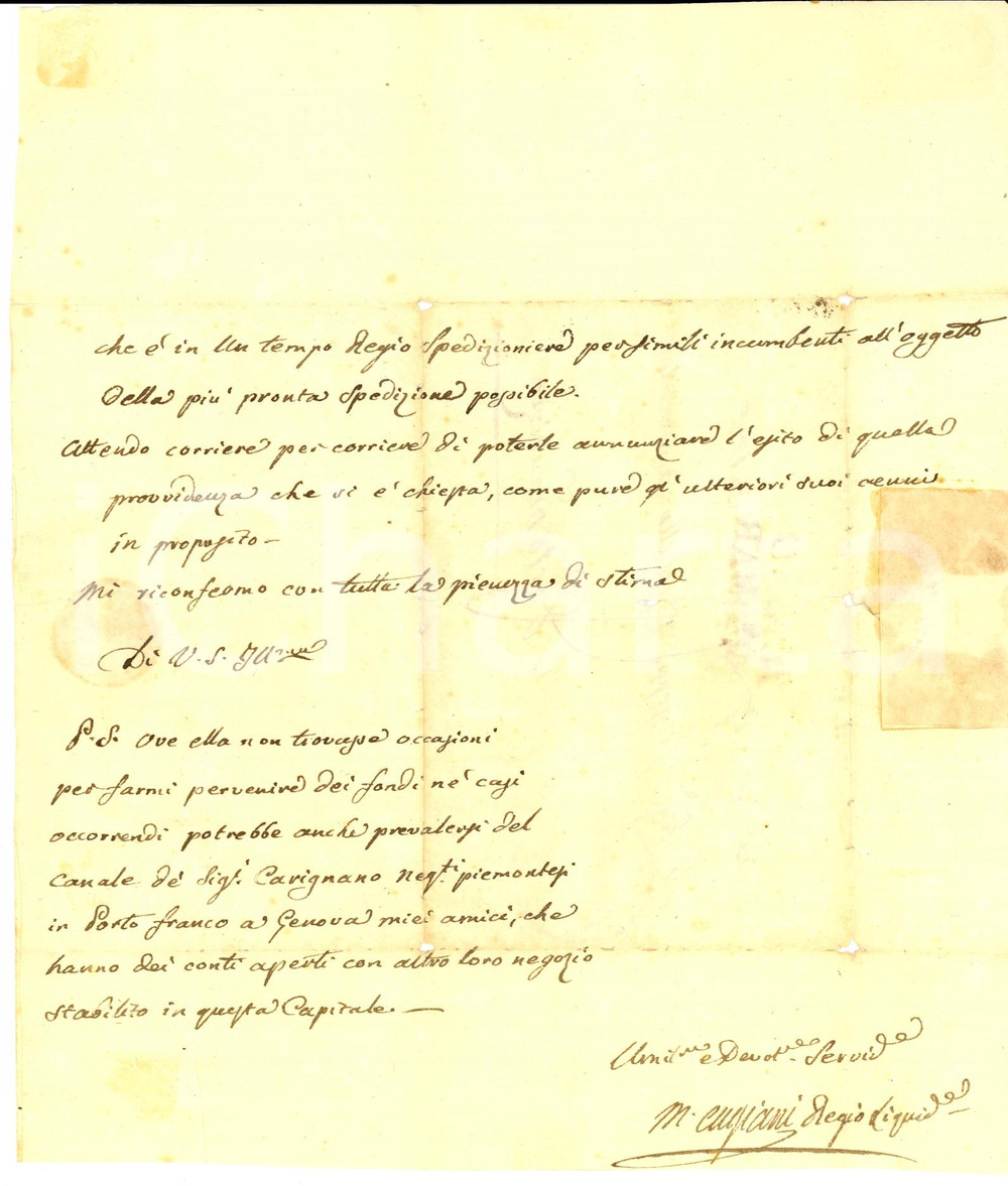 Documento originale, autentico 1830 ca TORINO Regio Liquidatore Matteo CUGIANI all avv. Giuseppe VASSALLO 1