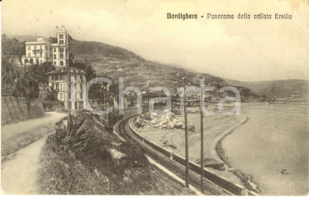 Cartolina originale da collezione 1917 BORDIGHERA (IM) Veduta panoramica della vallata ERSILIA *Cartolina FP VG 1