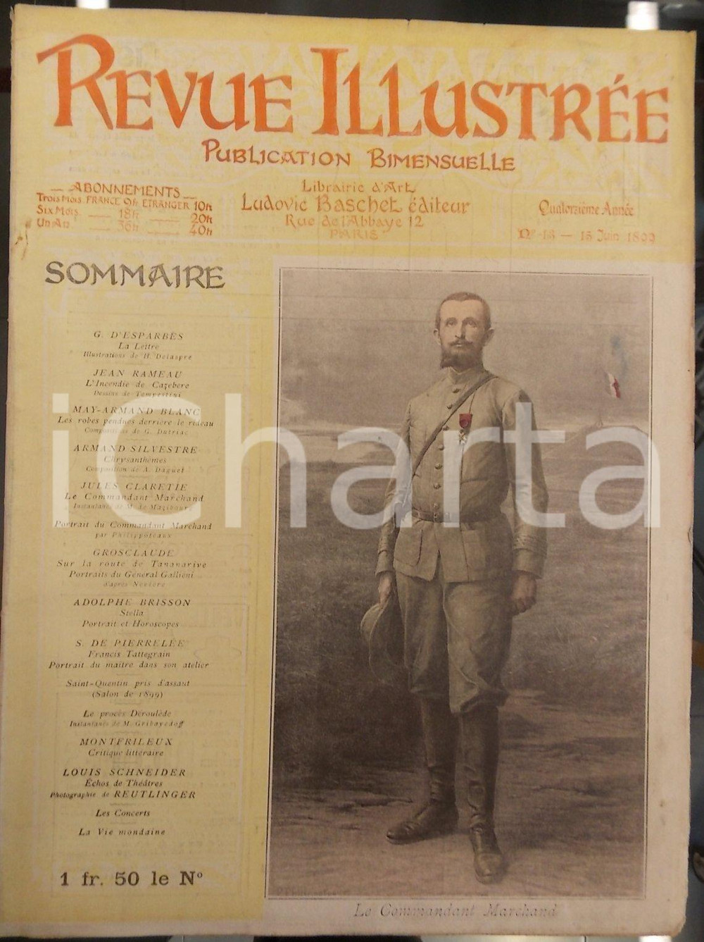 Giornale, rivista storica 1899 REVUE ILLUSTREE Le commandant JeanBaptiste MARCHAND Année XIV n° 13 1