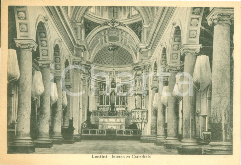 Cartolina originale da collezione 1940 ca LENTINI SR Veduta dell interno dell ex Cattedrale Cartolina FG NV 1