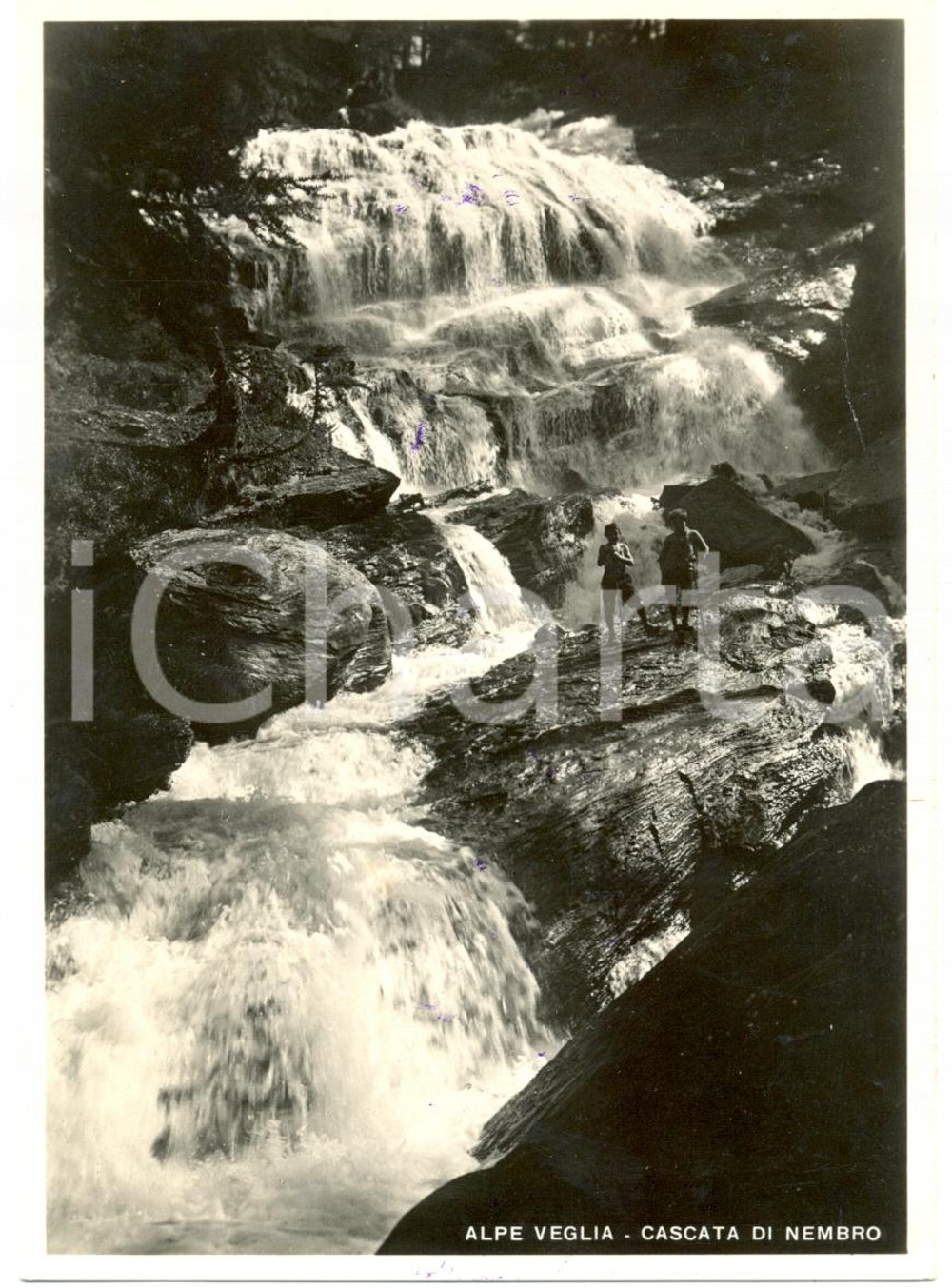 Cartolina originale da collezione 1947 TRASQUERA (VB) La Cascata NEMBRO sull'Alpe VEGLIA *Cartolina FG VG 1