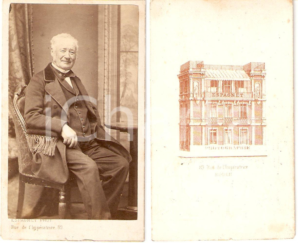 Fotografia d epoca originale 1900 ca ROUEN F Ritratto Anziano gentiluomo in poltrona Fotografia ESPAGNET 1