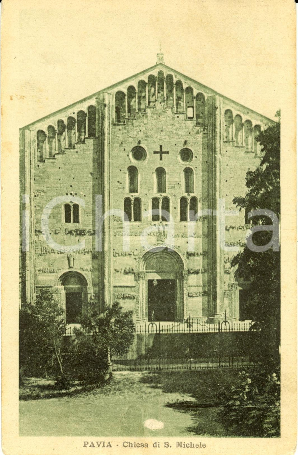 Cartolina originale da collezione 1930 PAVIA Veduta esterna della chiesa di SAN MICHELE *Cartolina FP VG 1