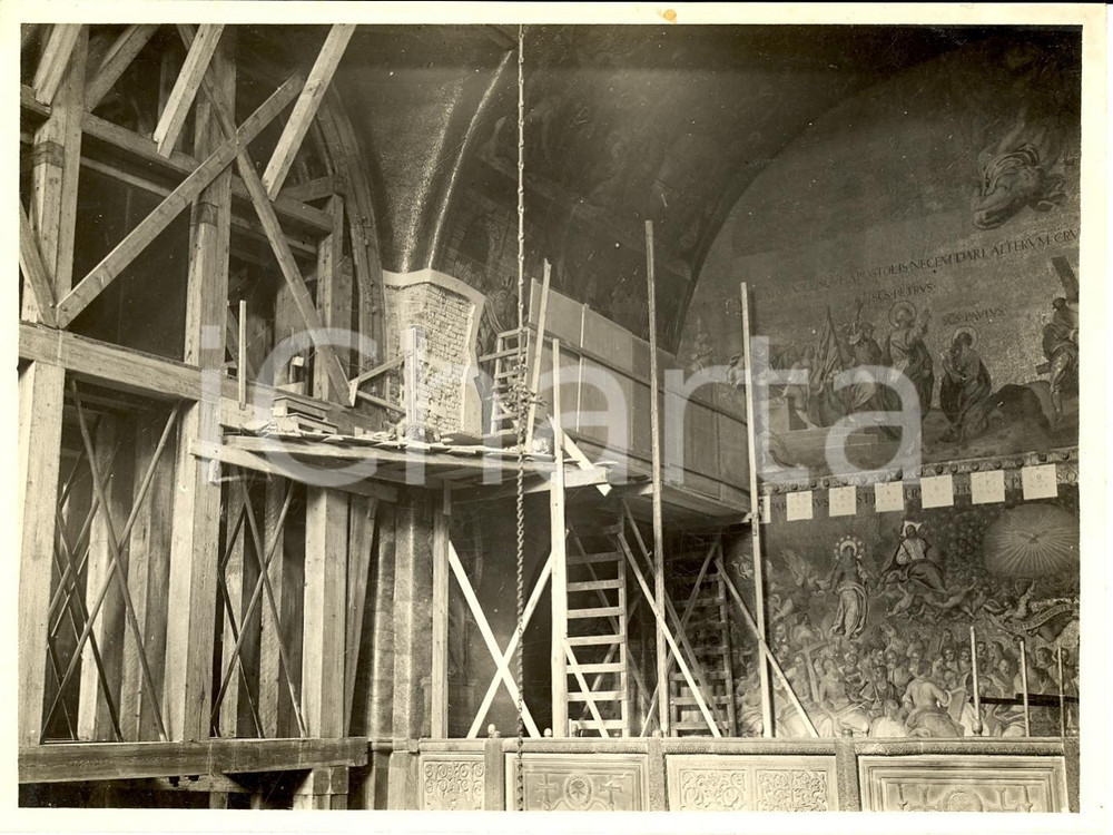 Fotografia d'epoca originale 1930 VENEZIA Restauri Volta dell'APOCALISSE a SAN MARCO 1