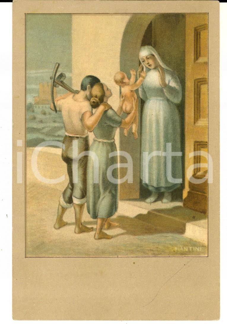 Cartolina originale da collezione 1940 ca Cartolina pro ONMI Lavoratori presentano il figlio *Ill. MANTINI FP NV 1