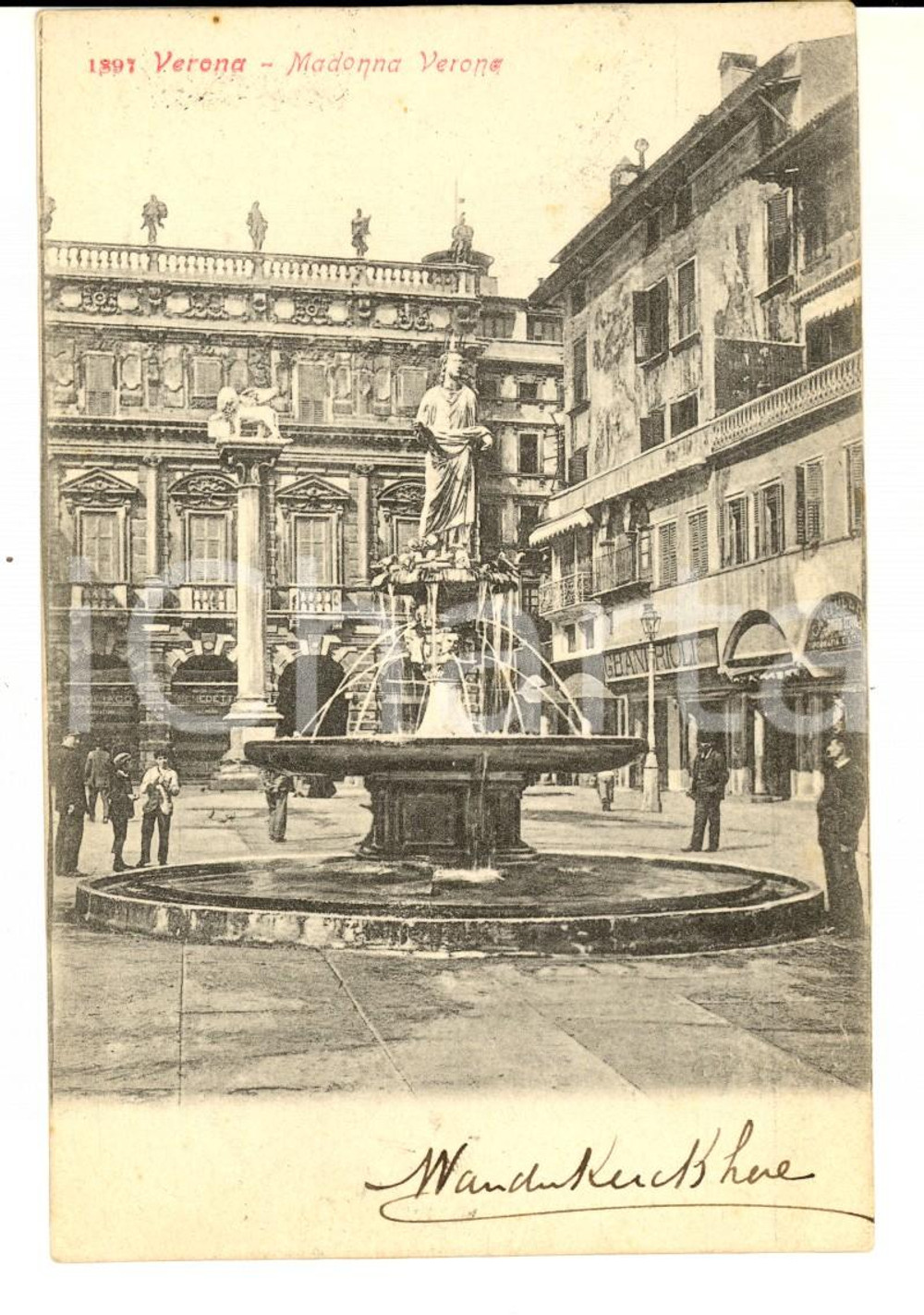 Cartolina originale da collezione 1900 ca VERONA Fontana di MADONNA VERONA *Cartolina ANIMATA bambini FP VG 1