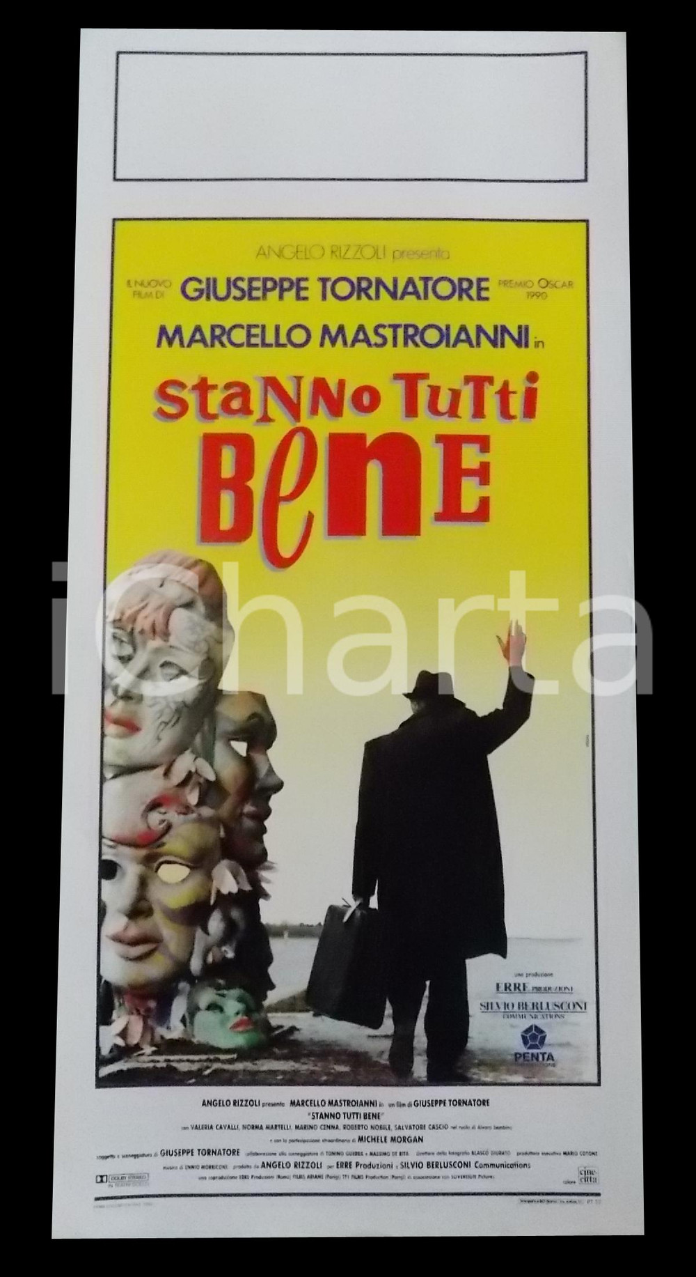 Materiale cinematografico d’epoca 1990 STANNO TUTTI BENE Marcello MASTROIANNI Giuseppe TORNATORE Manifesto 32x70 1