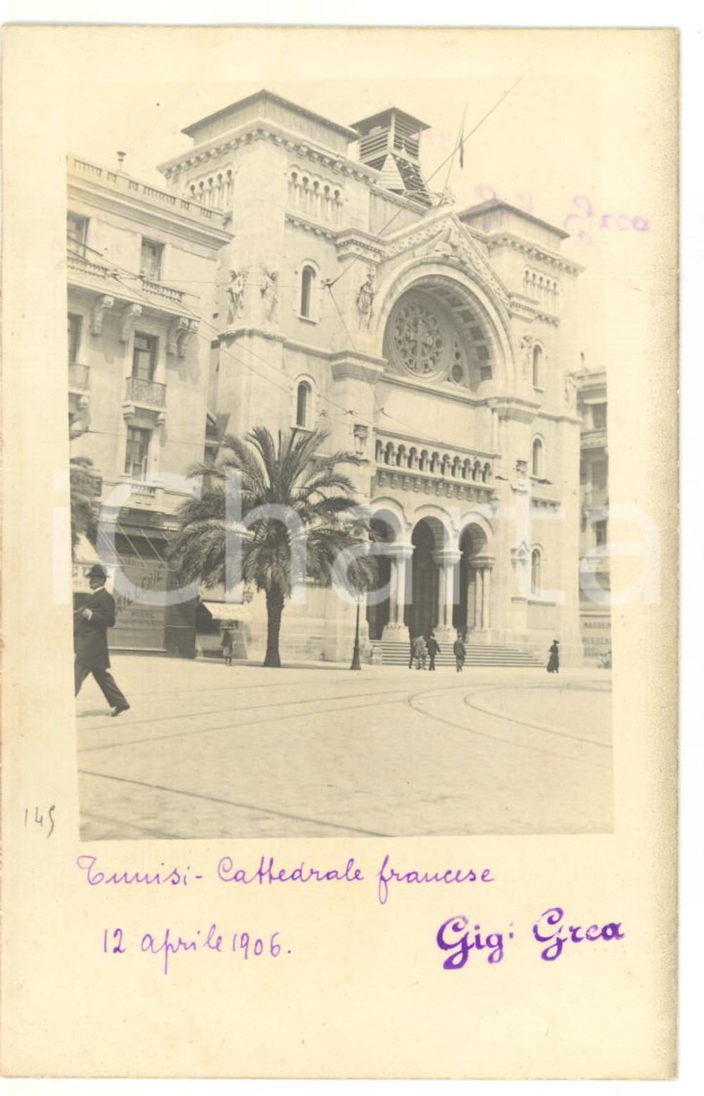1906 TUNISI Facciata della Cattedrale di San Vincenzo de' Paoli *Fotocartolina