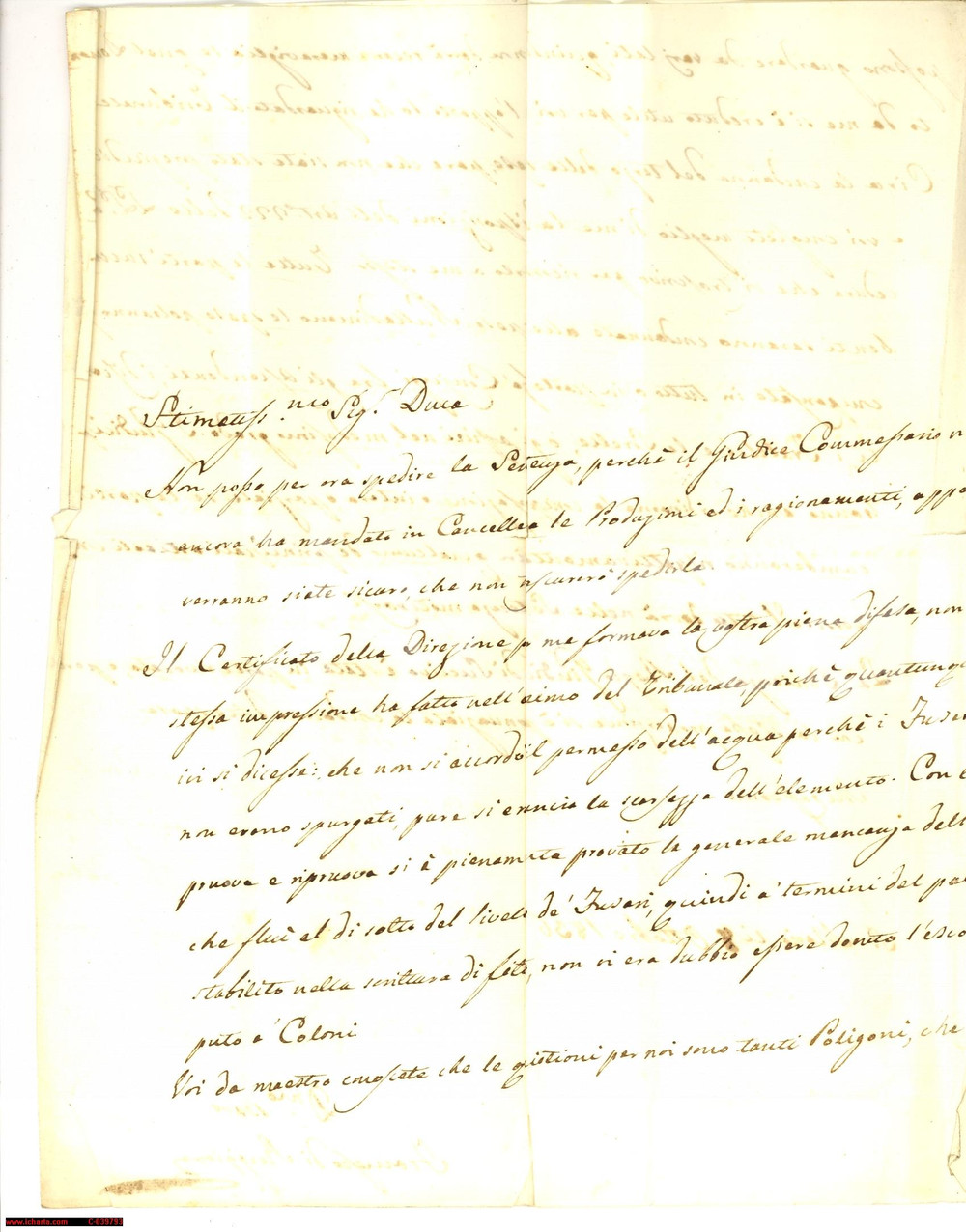 Manoscritto, lettera originale 1836 S. MARIA LA CARITA' (NA) acque Duca di CAMPOMELE 1
