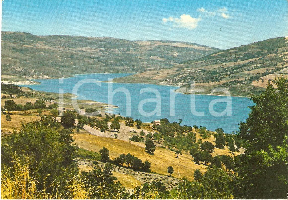 Cartolina originale da collezione 1971 MACCHIA VALFORTORE (CB) Panorama con Lago di Occhito *Cartolina FG VG 1