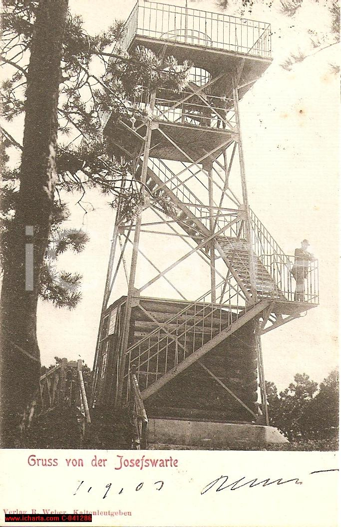 Cartolina originale da collezione 1903 PERCHTOLDSDORF Torre di vedetta JOSEFSWARTE CurrÃ² 1