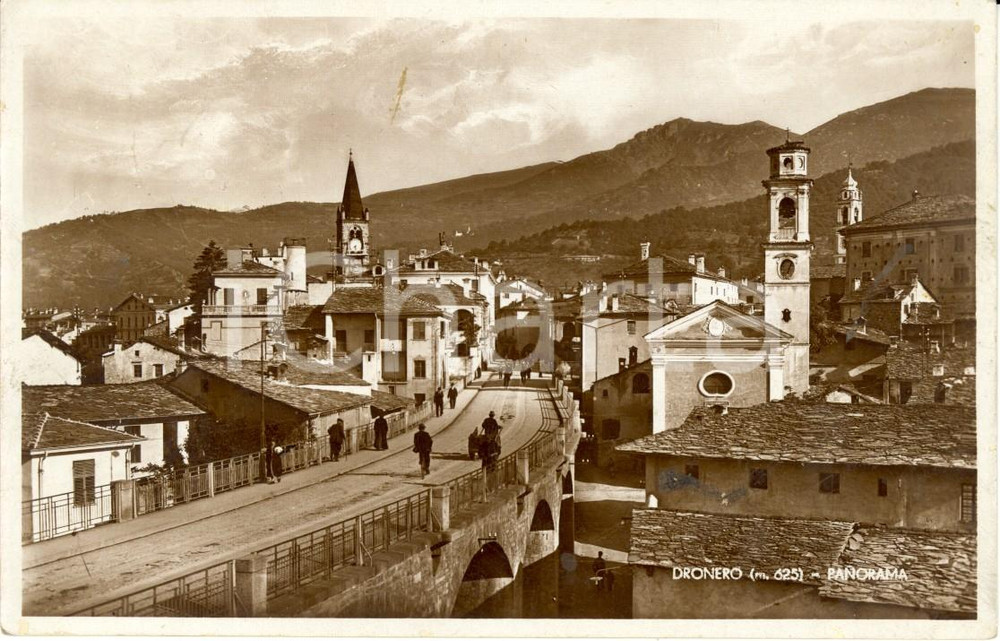 Cartolina originale da collezione 1940 ca DRONERO CN Carretto per le vie del paese Cartolina ANIMATA FP VG 1