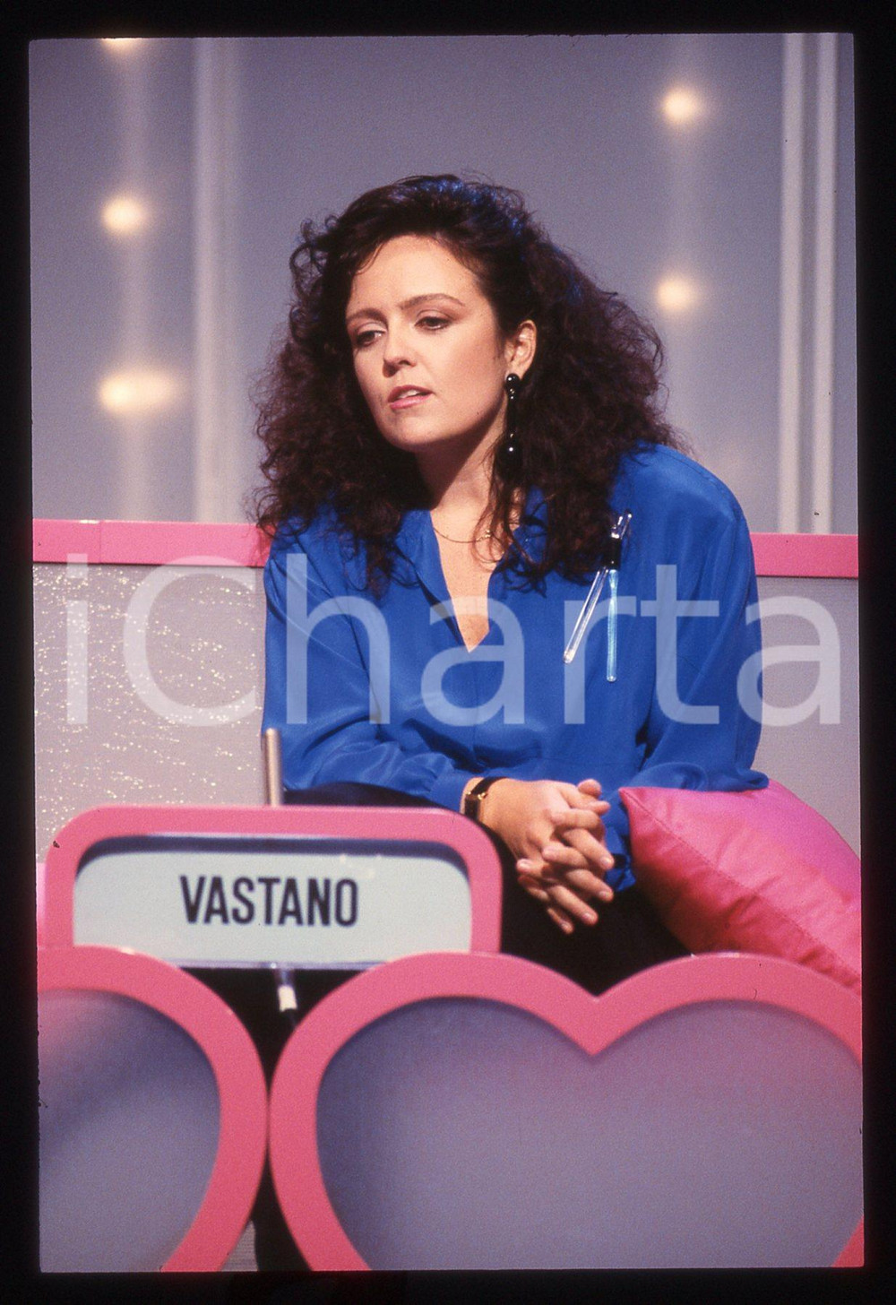 35mm vintage slide* 1990 ca CANALE 5 TRA MOGLIE E MARITO VIP Rita VASTANO