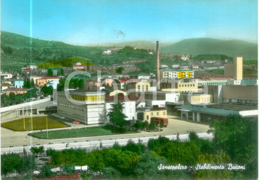 Cartolina originale da collezione 1968 SANSEPOLCRO AR Veduta dello Stabilimento BUITONI Cartolina FG VG 1