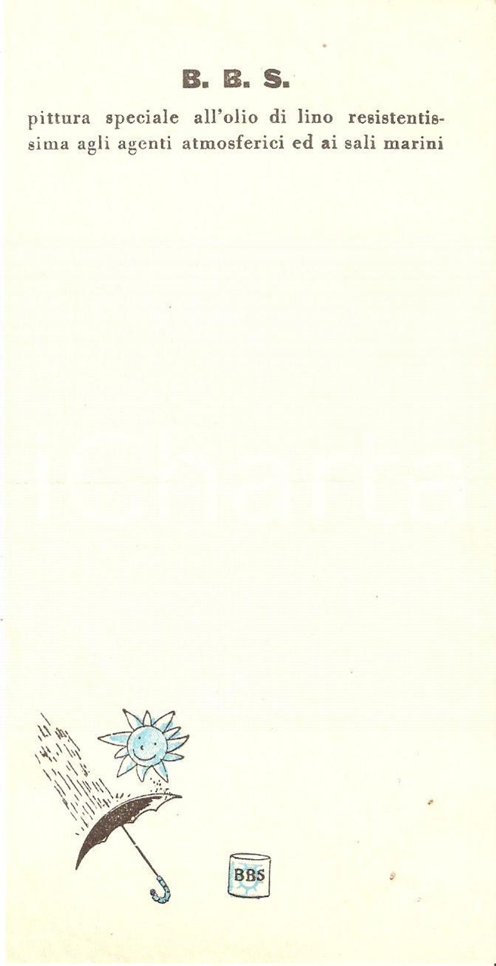 Materiale pubblicitario d’epoca 1965 PUBBLICITA' Vernice BBS PIttura all'olio di lino *Ricevuta 8x16 cm 1