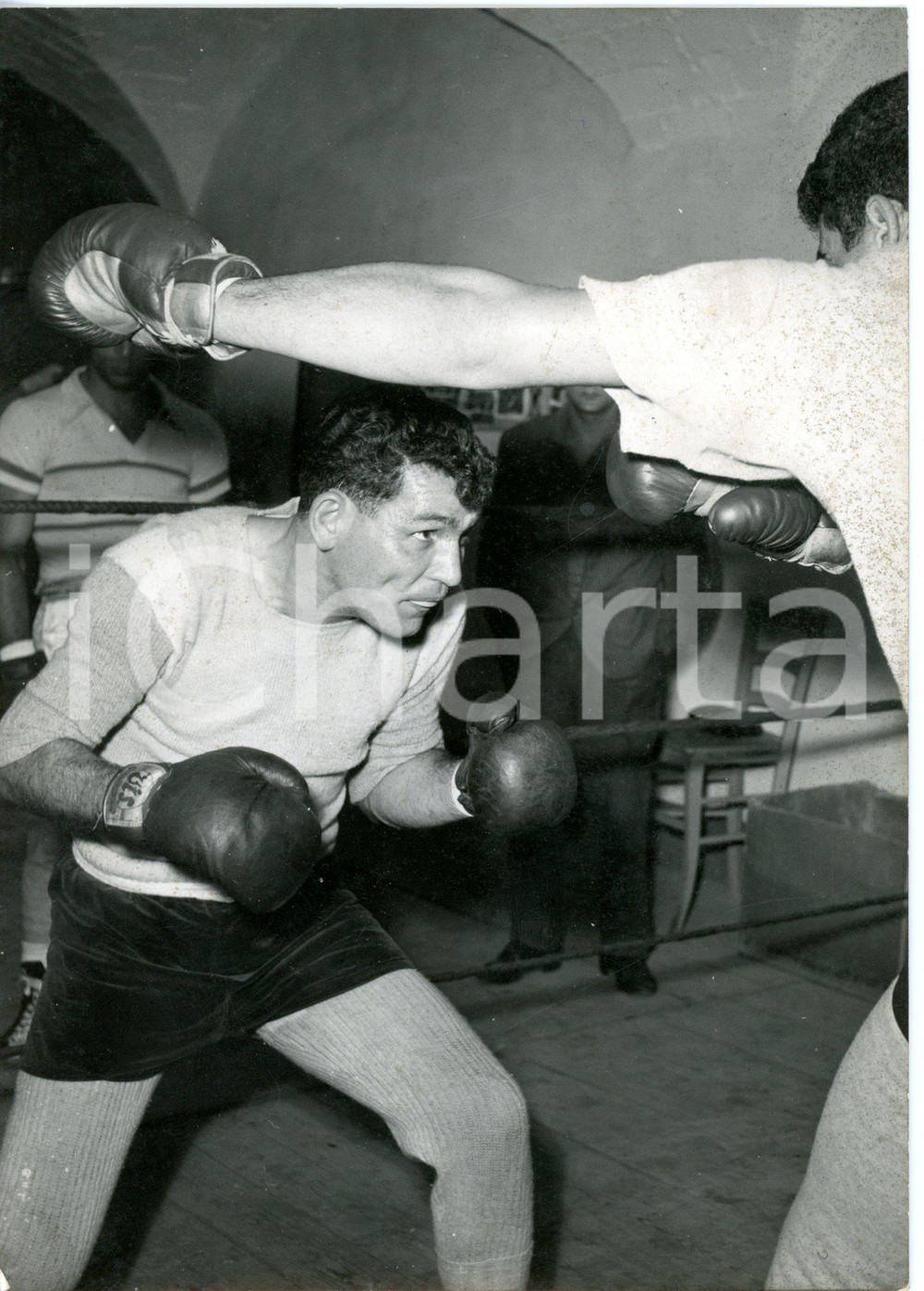 1956 ROMA BOXE - Emilio MARCONI in allenamento per incontro con Valere BENEDETTO