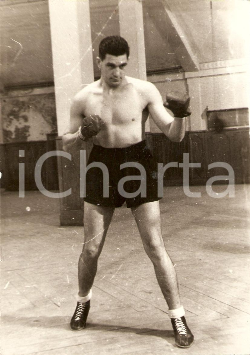 Fotografia d'epoca originale 1940 circa PUGILATO Ritratto del pugile CHIESA Pesi massimi - Foto 10x15 cm 1