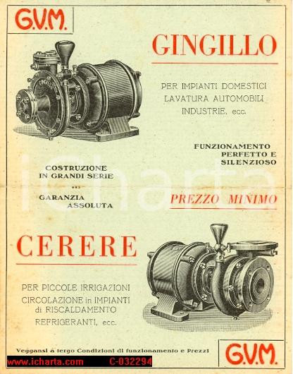 Cartolina originale da collezione 1925 Pompe Idrauliche GVM Milano FG cartolina pieghevole pubblicitaria 1
