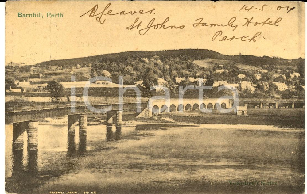 Cartolina originale da collezione 1904 BARNHILL PERTH, UK Veduta panoramica VINTAGE postcard 1