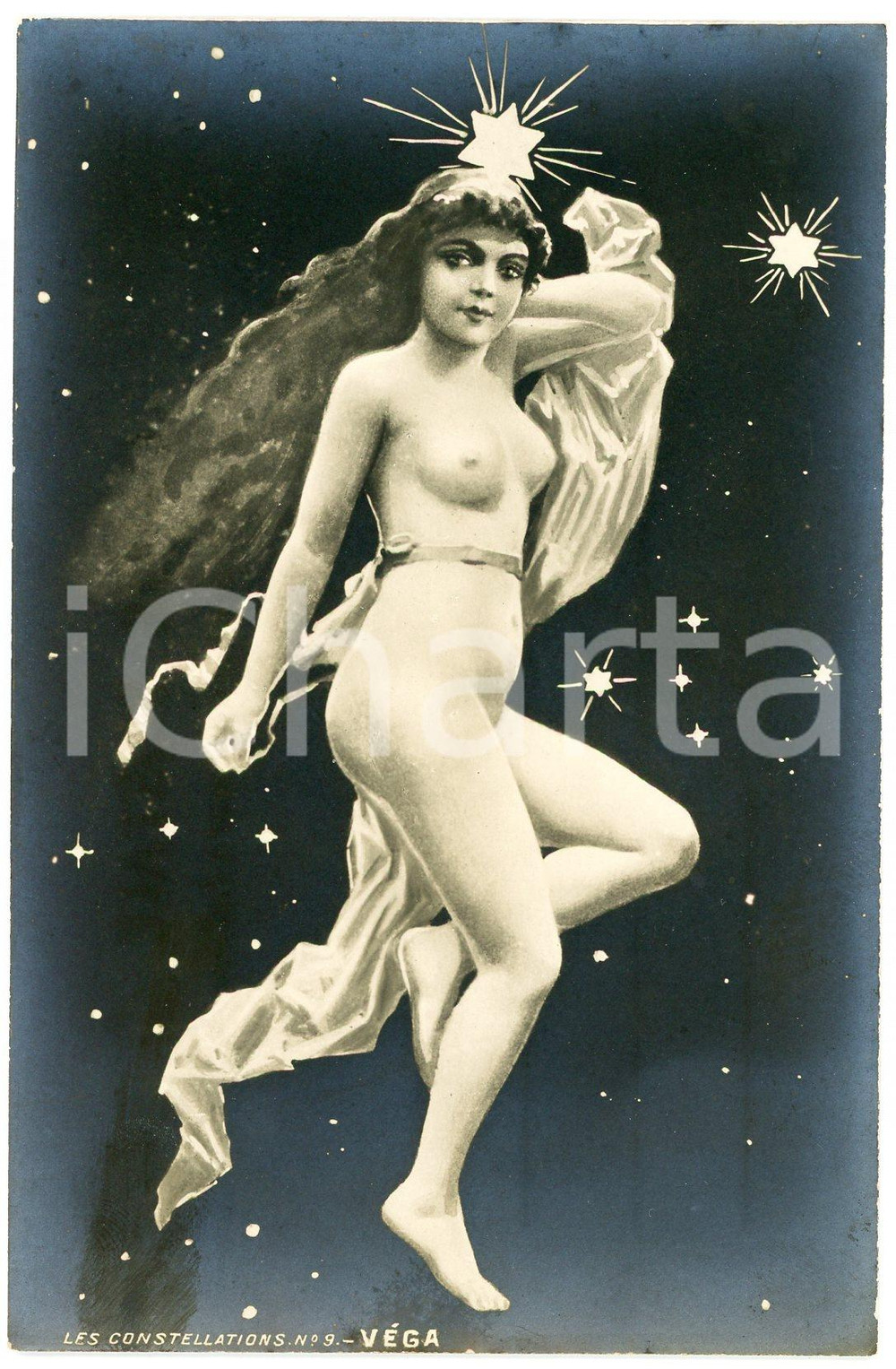 1900 VINTAGE EROTIC Les constellations - Vega - Nude woman *Postcard n° 9  Cartolina postale d'epoca, non viaggiata.CONDIZIONI: GFORMATO: FP    originale e autentica 1