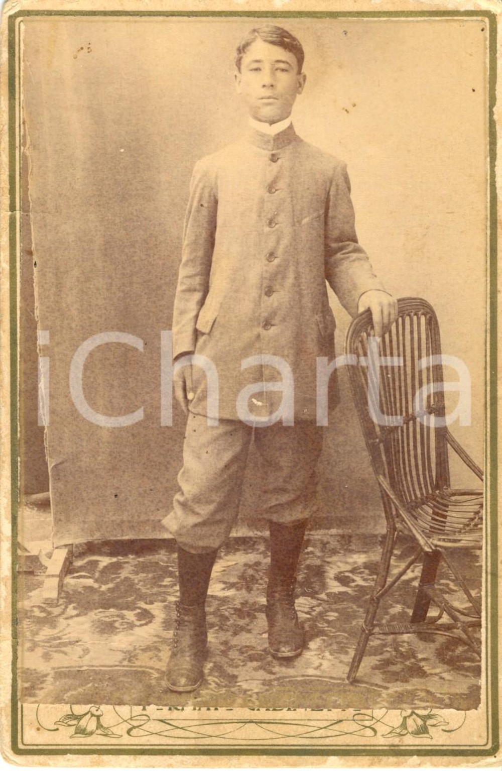 Fotografia d epoca originale 1910 ca MAZARA DEL VALLO TP Ritratto di giovane collegiale Foto BASCONE 1