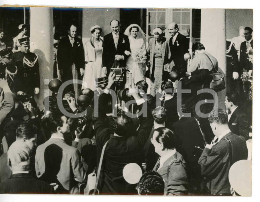 1955 CASCAIS Nozze Maria Pia di SAVOIA e Alessandro di JUGOSLAVIA *Foto 18x13 cm