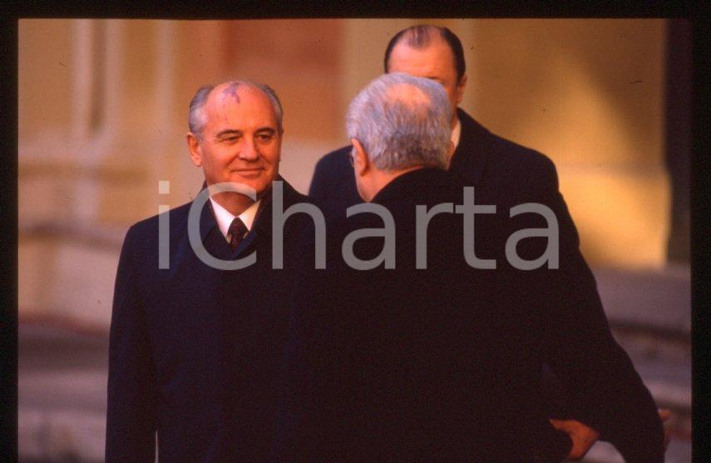 Fotografia d epoca originale 35mm vintage slide 1989 ROMA QUIRINALE Francesco COSSIGA Michail GORBACHEV 45 1