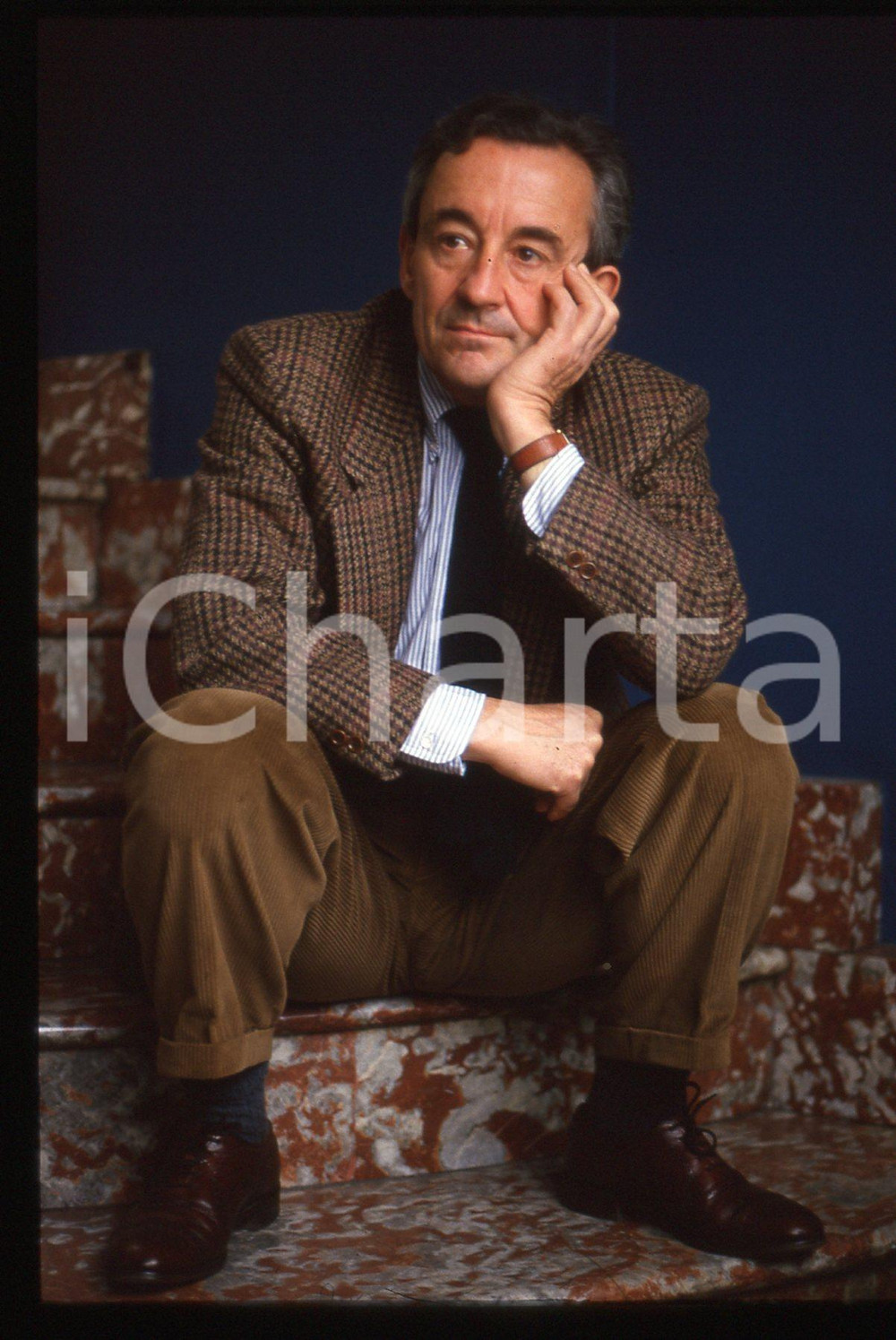 Fotografia d epoca originale 35mm vintage slide 1985 ca MILANO Louis MALLE alla Terrazza Martini Ritratto 2 1