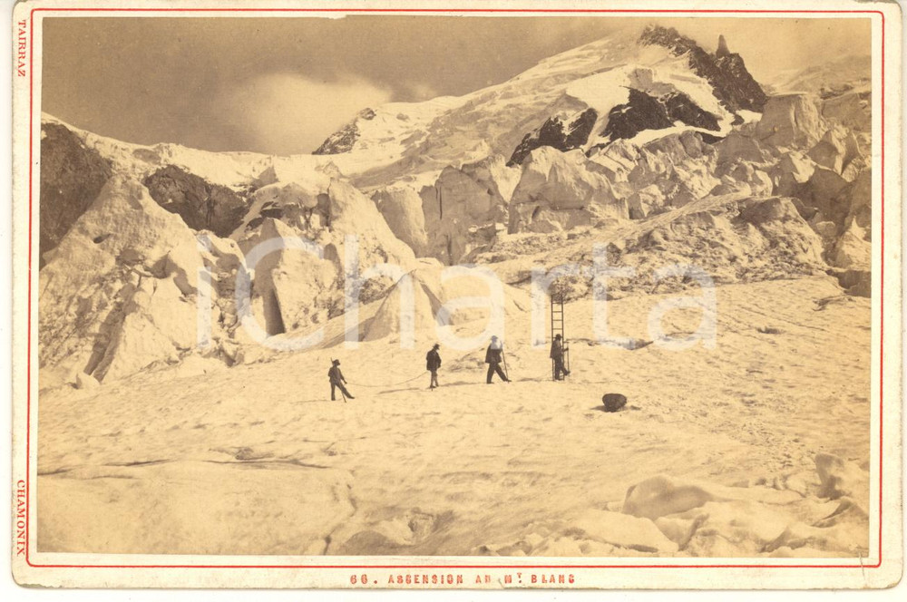 1890 ca ALPINISME Ascension au Mont Blanc - Photo TAIRRAZ CHAMONIX 17x11 cm  Fotografia d'epoca, su cartoncino rigido.FOTOGRAFO: Pierre Tairraz - ChamonixCONDIZIONI: GFORMATO: 17x11 cm    originale e autentica 1