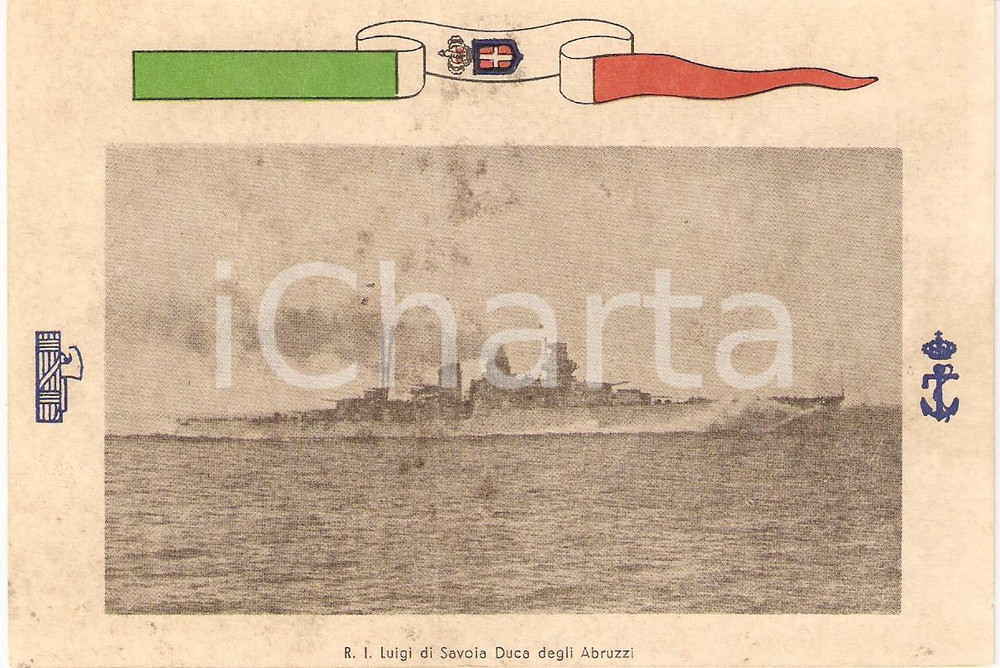 Cartolina originale da collezione 1940 ca MARINA MILITARE Regio incrociatore Luigi di SAVOIA Cartolina DANNEGGIATA 1