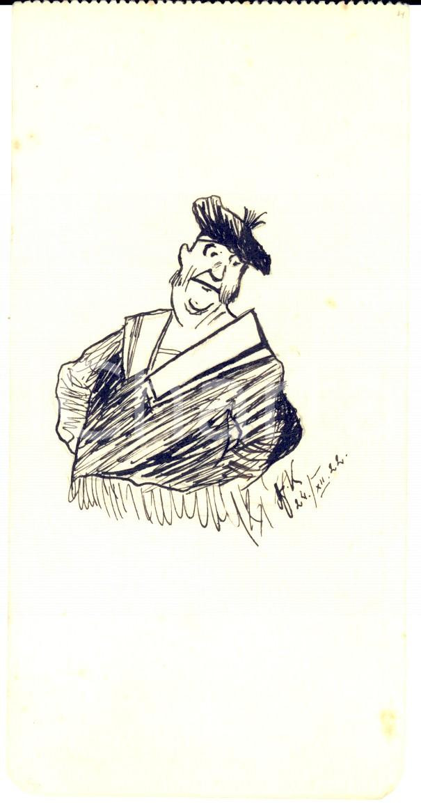 Stampa, bozzetto originale 1922 Bozzetto a china - Un grasso marinaio *RARO DISEGNATO A MANO 1