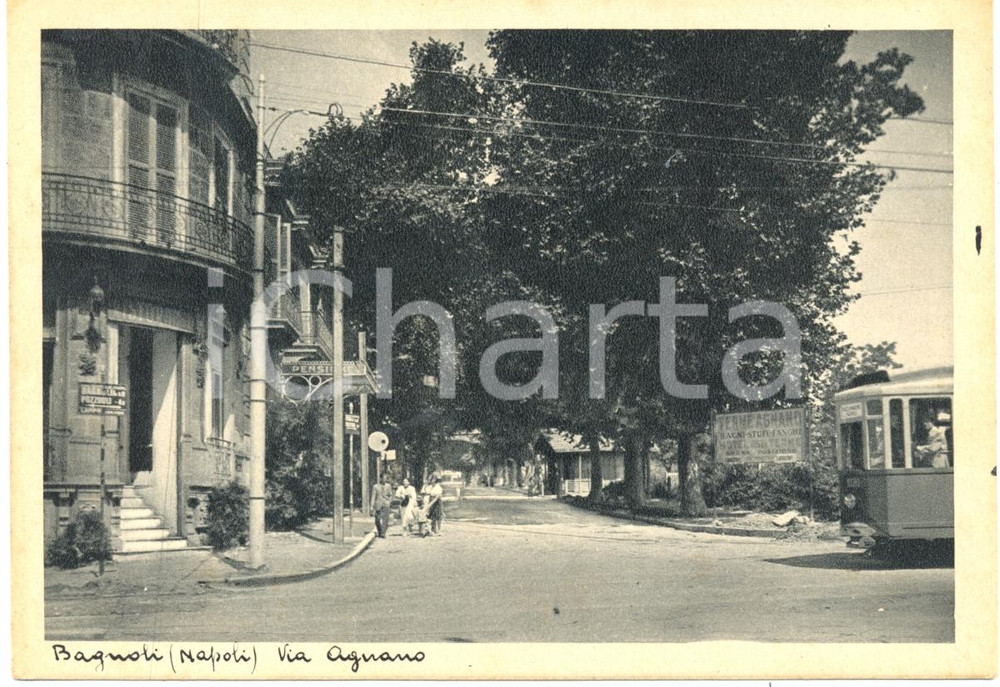 Cartolina originale da collezione 1940 ca NAPOLI Ristorante pensione Via AGNANO a BAGNOLI *Cartolina ANIMATA FG NV 1
