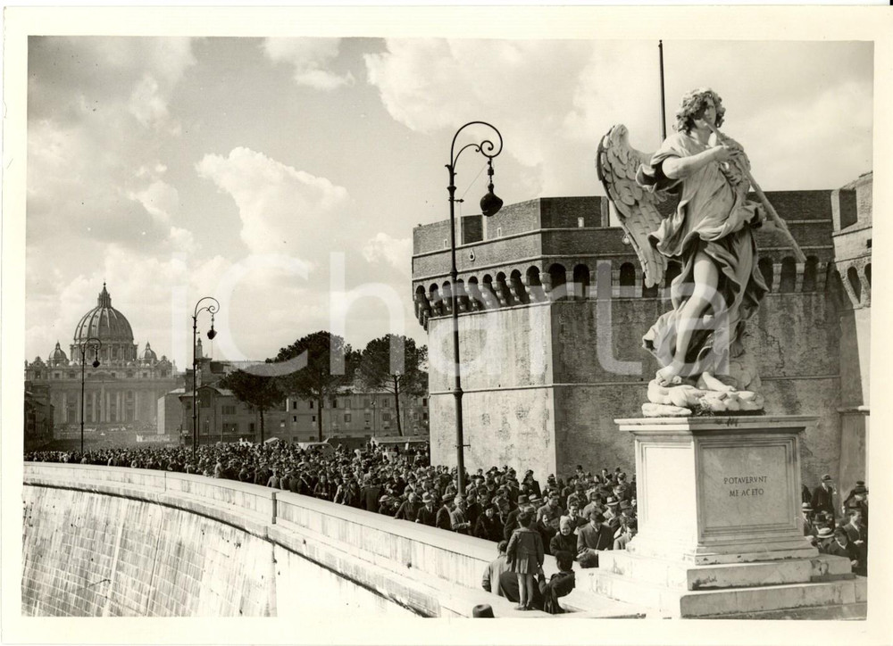 Fotografia d epoca originale 1939 ROMA Incoronazione PIO XII Folla lascia SAN PIETRO verso Castel SANT ANGELO 1