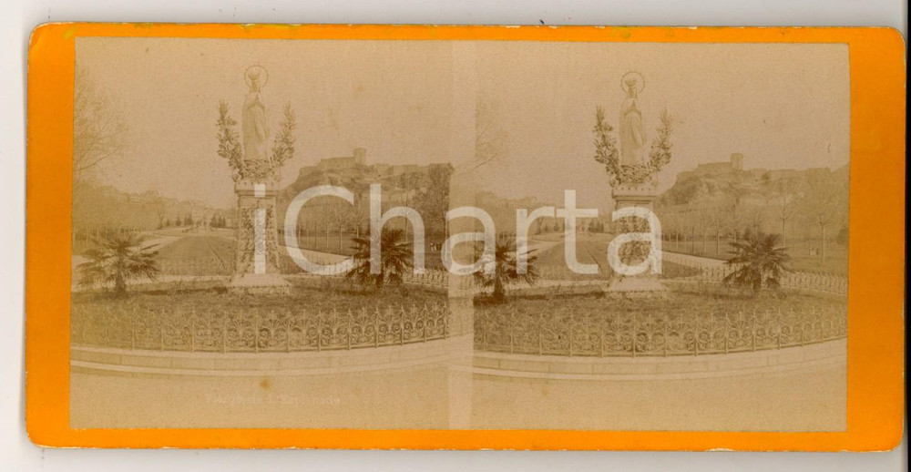 Fotografia d epoca originale 1900 LOURDES FRANCE Statue de Notre Dame du Rosaire Photo stÃ©rÃ©oscopique 1
