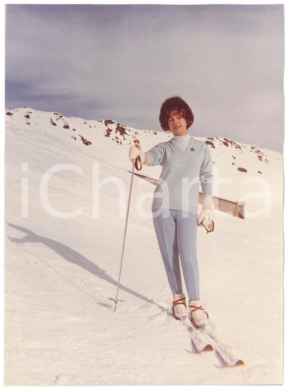 Fotografia d epoca originale 1960 ca DAVOS  SVIZZERA Silvana PAMPANINI sugli sci  Foto 17x23 cm 9 1