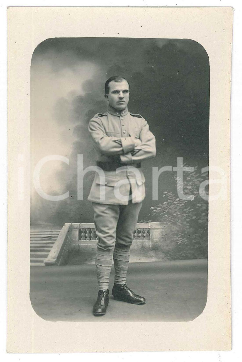 Fotografia d epoca originale 1915 ca WWI FRANCE Portrait d officier Photo carte postale 1