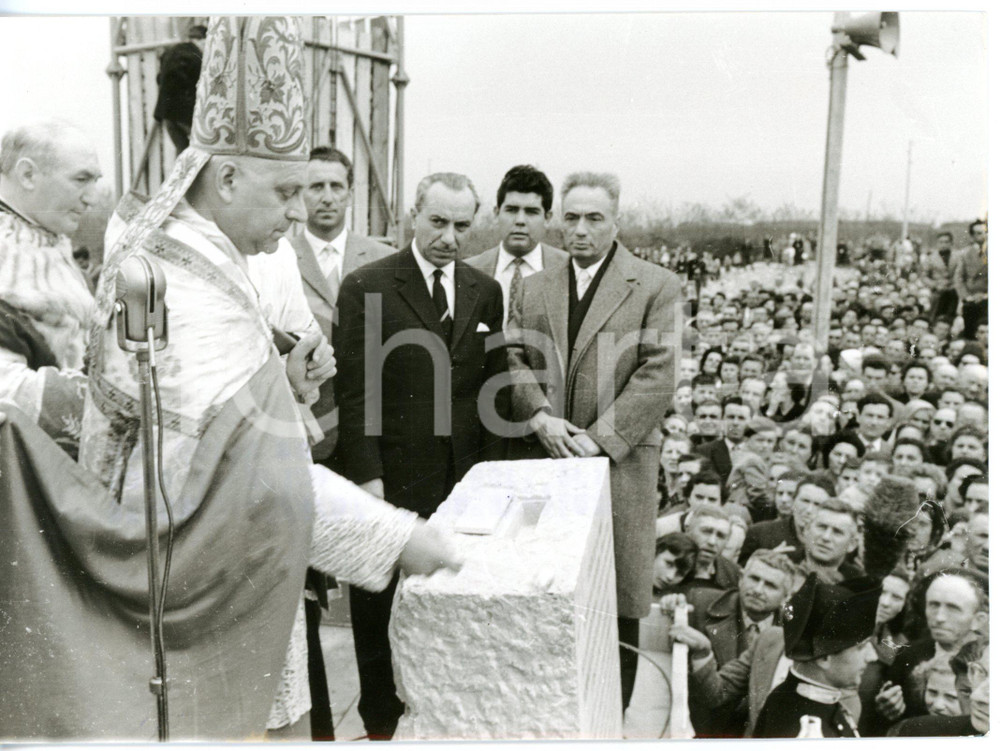 1957 SEMINARIO DI VERONA Mons. Giovanni URBANI posa la prima pietra *Foto 18x13