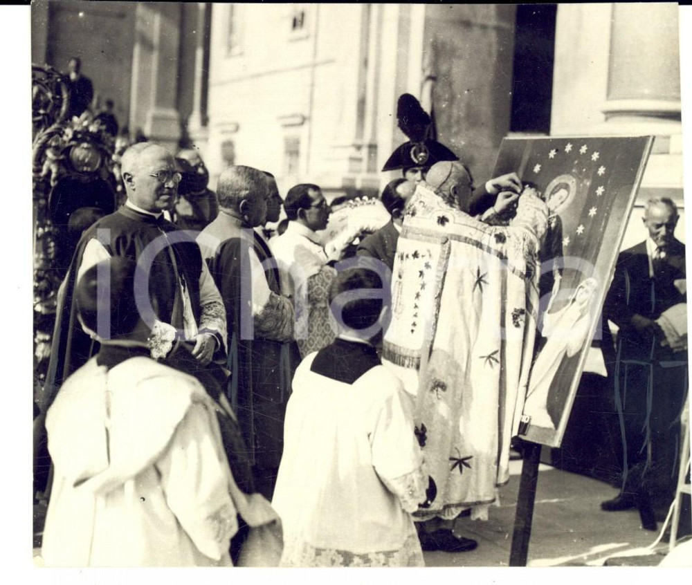 Fotografia d epoca originale 1936 POMPEI NA Benedizione quadro della Madonna per truppe AFRICA ORIENTALE 1