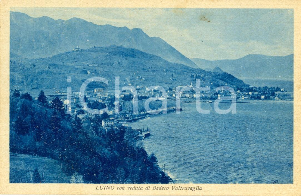 Cartolina originale da collezione 1950 LUINO (VA) Veduta paese con BEDERO VALTRAVAGLIA *Cartolina postale FP VG 1