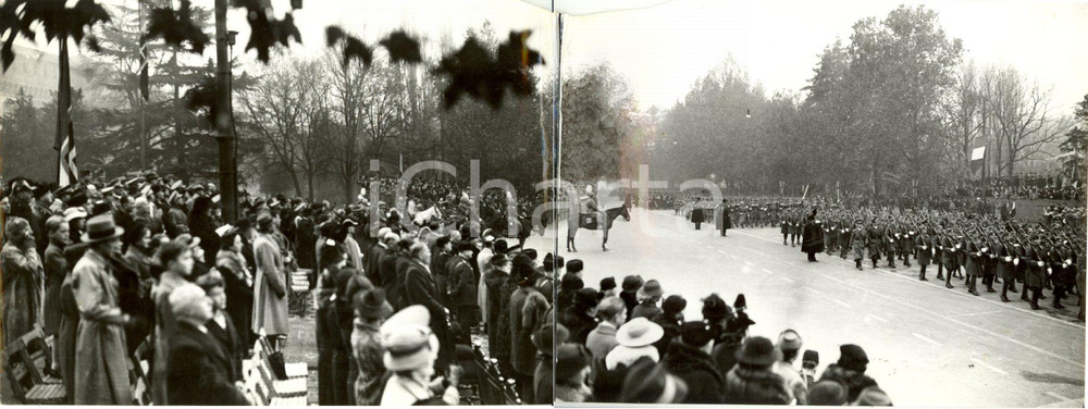 Fotografia d epoca originale 1936 MILANO Rassegna militare Genetliaco Re Vittorio Emanuele III FOTO DOPPIA 1