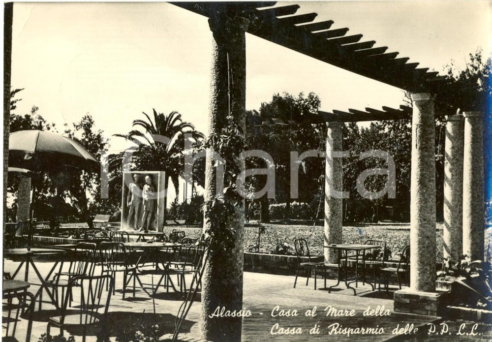 Cartolina originale da collezione 1948 ALASSIO (SV) Casa al mare della CASSA DI RISPARMIO P.P.L.L. *FG VG 1