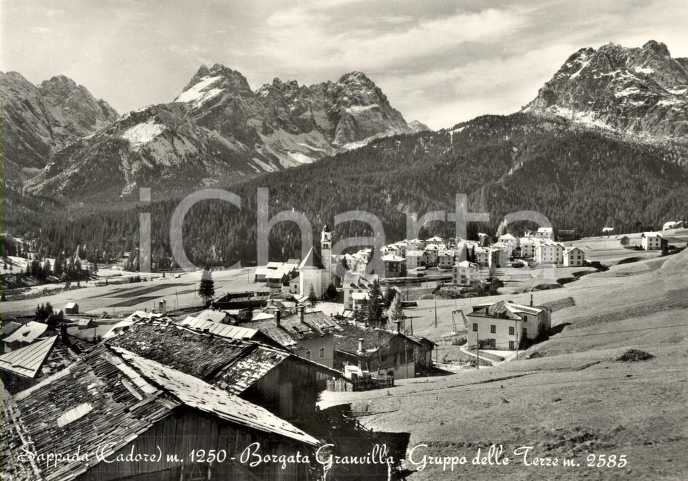Cartolina originale da collezione 1966 SAPPADA (BL) Veduta BORGATA GRANVILLA con Gruppo delle TERRE *Cartolina VG 1