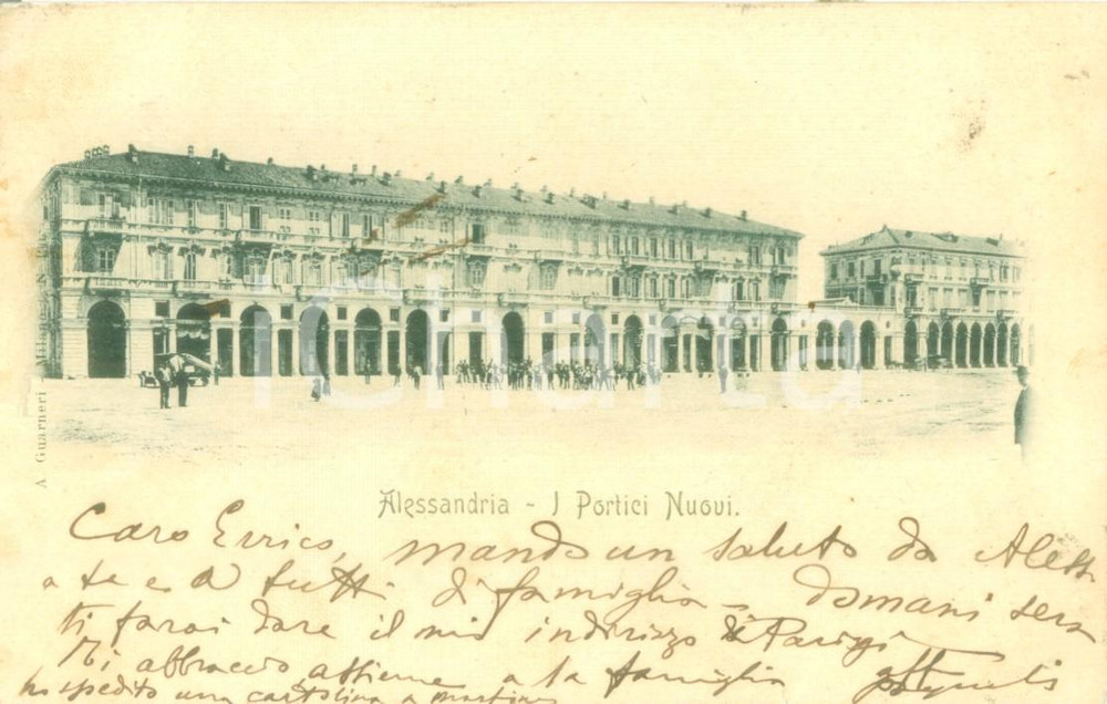 Cartolina originale da collezione 1911 ALESSANDRIA Folla ai Portici Nuovi Cartolina postale FP VG 1