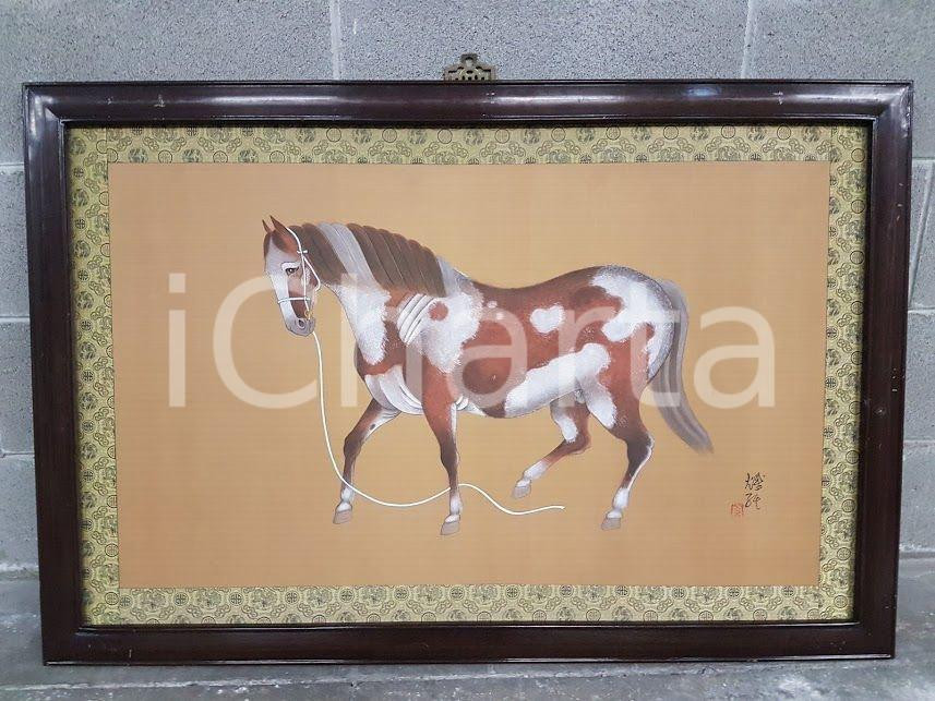 1975 CINA VINTAGE - Cavallo in posa - quadro 71,5 x 107,2 cm