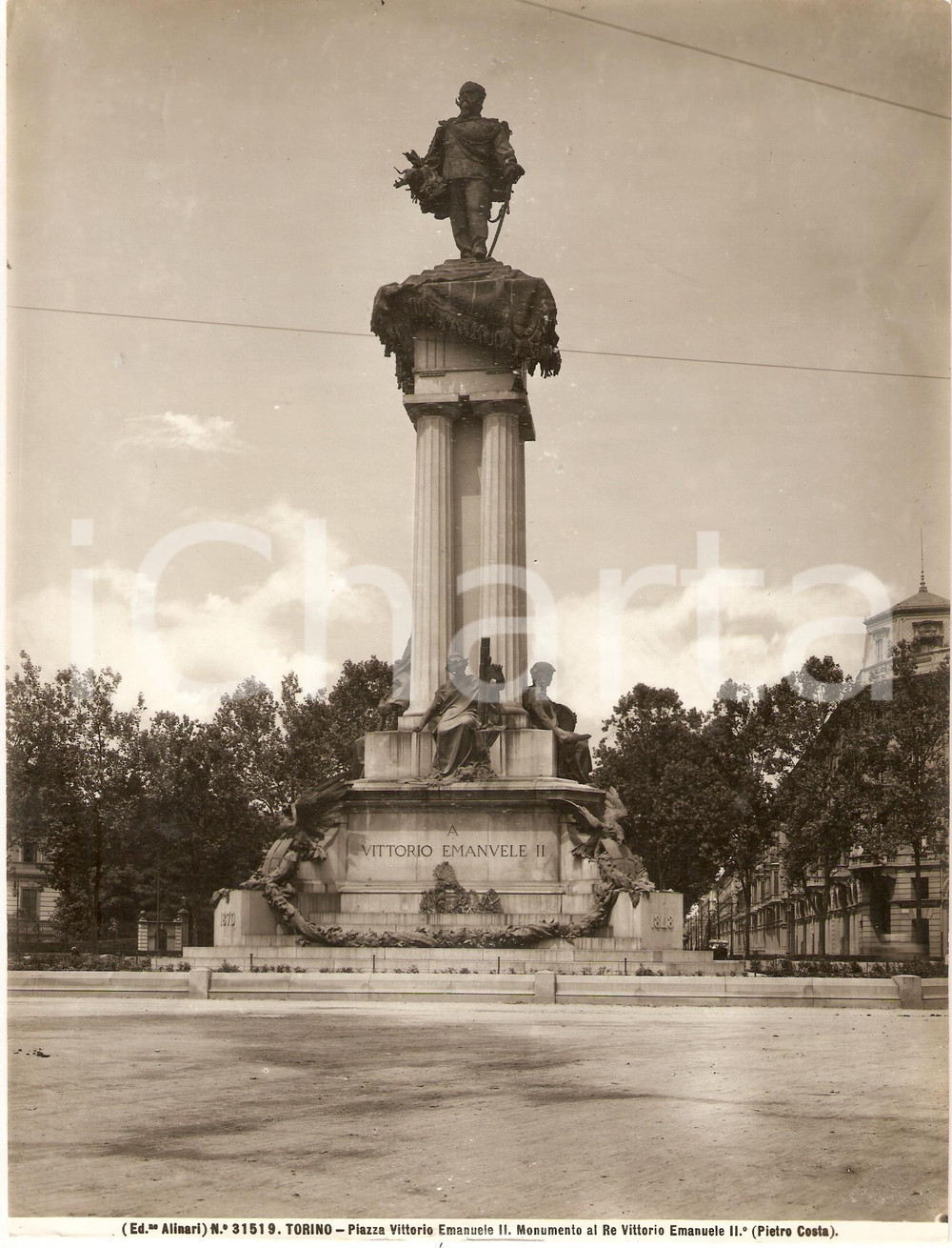 Fotografia d epoca originale 1935 ca TORINO Piazza Vittorio Emanuele II  Monumento Foto artistica ALINARI 1