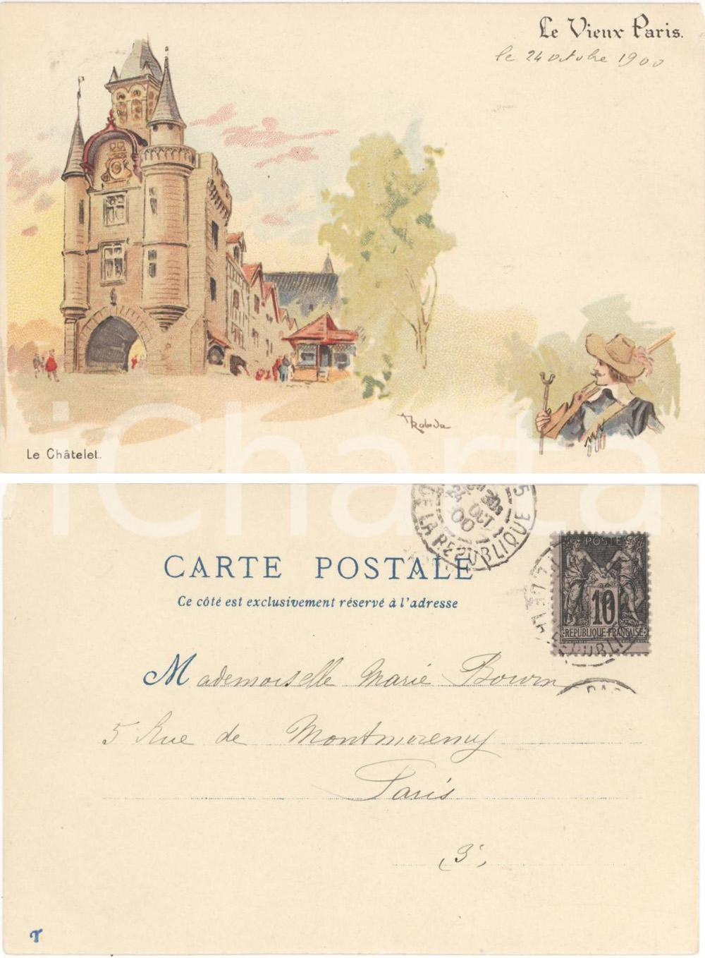Cartolina originale da collezione 1900 PARIGI Le VIEUX PARIS Le CHATELET FP VG animata 1