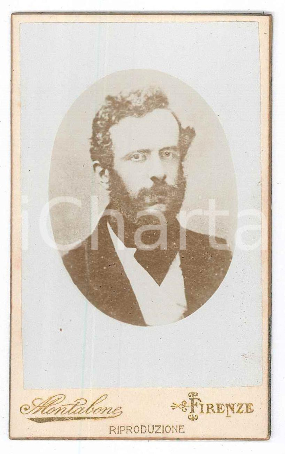 1890 ca FIRENZE Ritratto di giovane uomo - Foto MONTABONE CDV Fotografia d'epoca, su cartoncino rigido. FOTOGRAFO: Montabone - Firenze, via de' Banchi 3 GOOD/buono  Formato: 6x10 cm originale e autentica 1