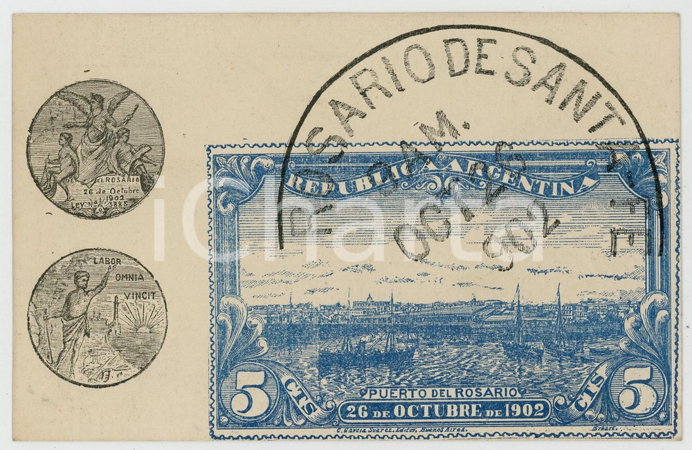 1900 ca ROSARIO DE SANTA FE - ARGENTINA Illustrated postcard FP NV 13x8 cm  Cartolina postale d'epoca, non viaggiata. FAIR/discreto Lievi smussature agli angoli Formato: 13x8 originale e autentica 1