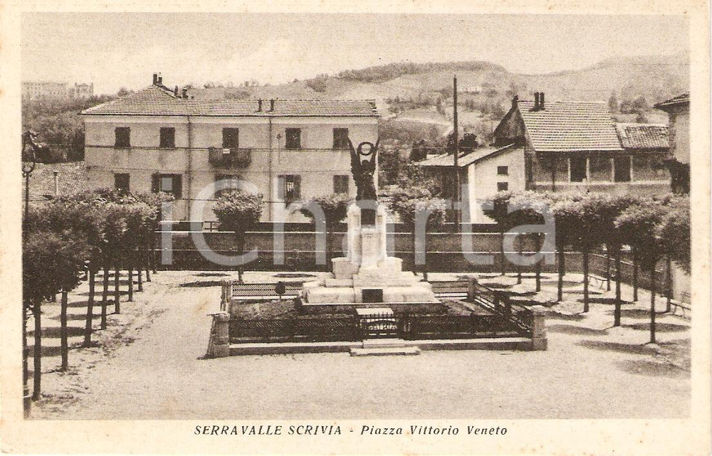Cartolina originale da collezione 1935 ca SERRAVALLE SCRIVIA AL Piazza VITTORIO VENETO Panorama Cartolina FP NV 1