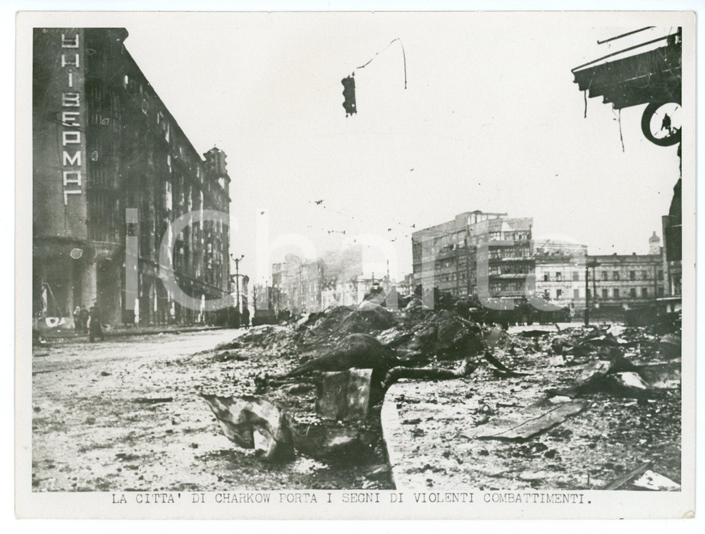 Fotografia d epoca originale 1941 CHARKOW / CHARKIW UCRAINA WW2 Città  distrutta dai bombardamenti Foto 1